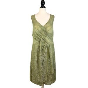 Sage Green Bridesmaid Dress Lace Faux Wrap Knee Length Sleeveless Size 3X B34#67